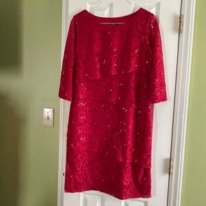 Ronni Nicole Red Sequin and lace Dress